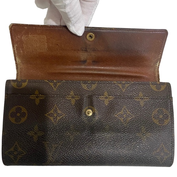 LV Louis Vuitton Monogram Sarah Long Bifold Wallet - monogram - Damaged Flawed - Picture 7 of 13